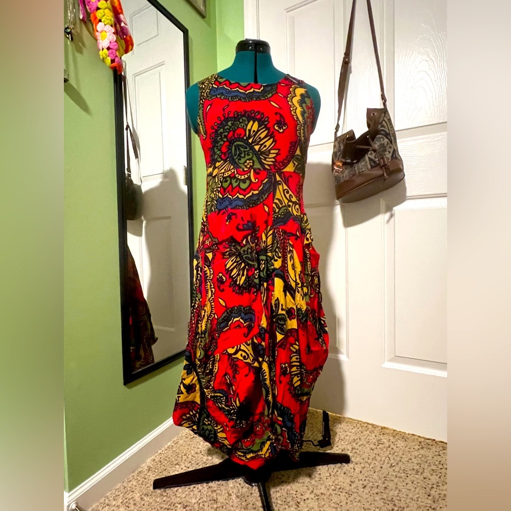Vibrant Red and Yellow Women's Dress